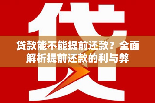 宁夏贷款能不能提前还款？全面解析提前还款的利与弊