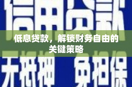 宁夏低息贷款，解锁财务自由的关键策略