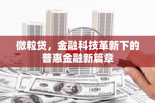 宁夏微粒贷，金融科技革新下的普惠金融新篇章