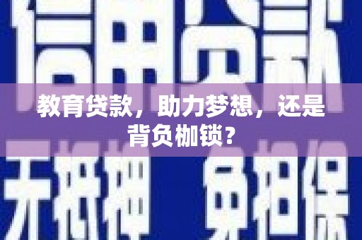 宁夏教育贷款，助力梦想，还是背负枷锁？