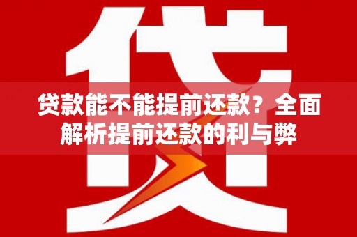 宁夏贷款能不能提前还款？全面解析提前还款的利与弊